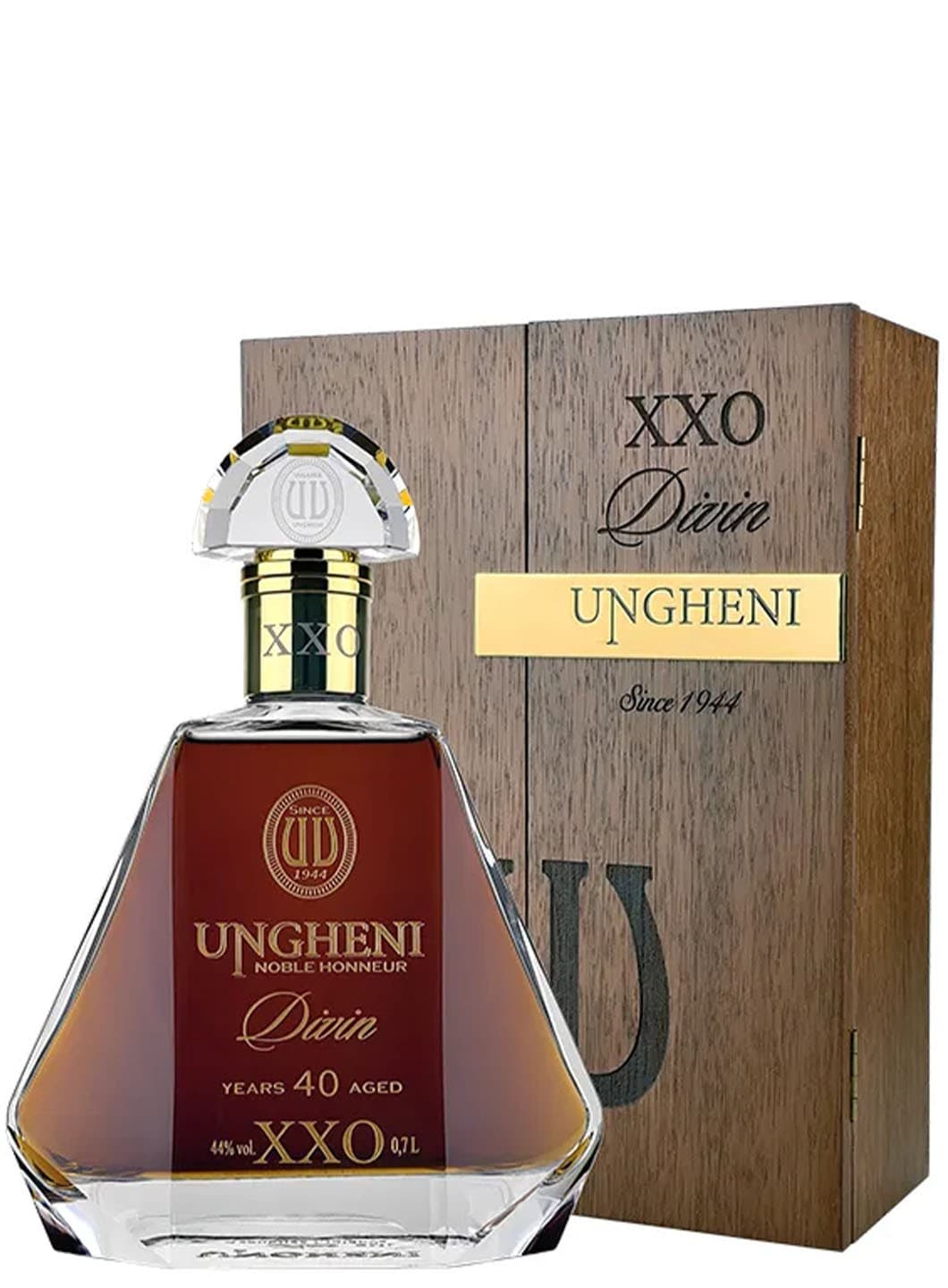 Ungheni Divin 40 ani XXO, Cristal, Cutie Lemn, 44% 0.7l