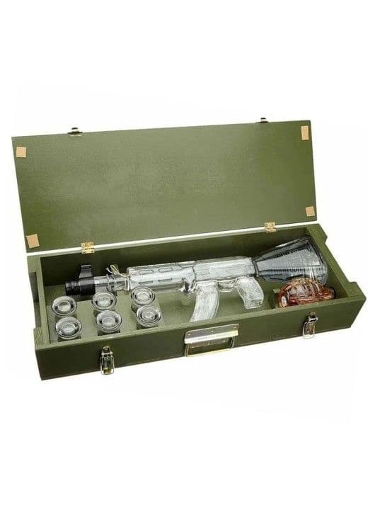 Kalashnikov Vodka 1.2L cutie Lemn cu Grenada si 6 shoturi