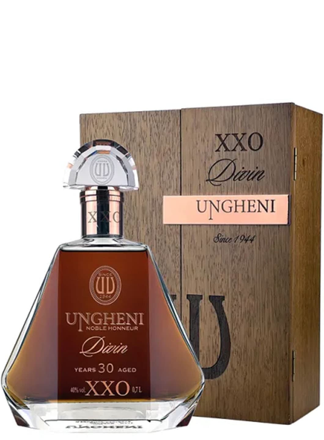 Ungheni Divin 30 ani XXO, Cristal, Cutie Lemn, 40% 0.7l