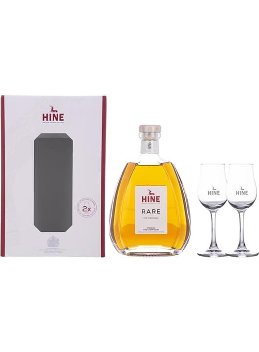 Hine Rare Cognac Gift Box cu pahare 0.7L
