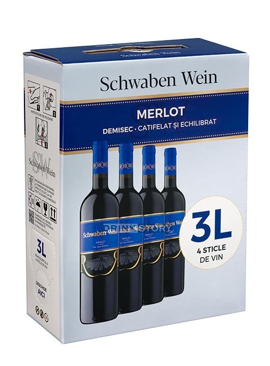 Cramele Recas Schwaben Wein Merlot - Vin rosu demisec 3L